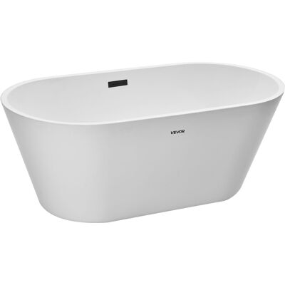 Vevor Bañera Exenta 150 X 75 X 58 Cm, Bañera Isla De Acrílico De Oval 230 L, Kit De Desagüe Y Rebosadero Con Acabado De Negro Mate, Diseño Ergonómico Anti-fuga, Para Baño Moderno Hidromasaje, Blanco Vevor Bañera Exenta 150 X 75 X 58 Cm, Bañera Isla De Acrílico De Oval 230 L, Kit De Desagüe Y Rebosadero Con Acabado De Negro Mate, Diseño Ergonómico Anti-fuga, Para Baño Moderno Hidromasaje, Blanco