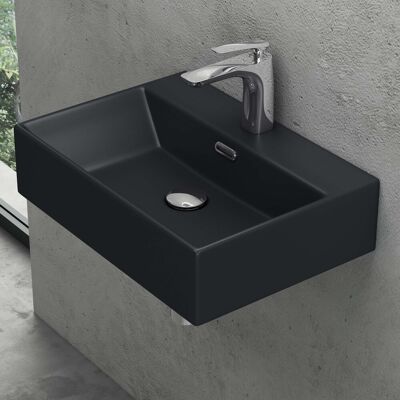 DOPORRO Lavabo rectangular de cerámica para colgar - 51x36x13 cm DOPORRO Lavabo rectangular de cerámica para colgar - 51x36x13 cm