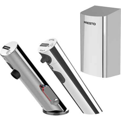 Pack De Grifo Mezclador Infrarrojo Con Válvula De Cierre + Dispensador De Jabón Infrarrojo + Secador De Manos Presto Linea Cromo Pack De Grifo Mezclador Infrarrojo Con Válvula De Cierre + Dispensador De Jabón Infrarrojo + Secador De Manos Presto Linea Cromo