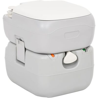 vidaXL Inodoro de camping portátil Gris y Blanco 22+12 L HDPE - Inodoro de camping vidaXL Inodoro de camping portátil Gris y Blanco 22+12 L HDPE - Inodoro de camping
