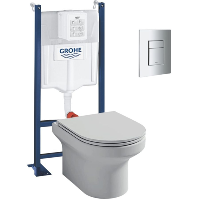 JACOB DELAFON Pack Wc Suspendido + Asiento + Estructura Soporte + Mando Wc Even Square Cromado JACOB DELAFON Pack Wc Suspendido + Asiento + Estructura Soporte + Mando Wc Even Square Cromado