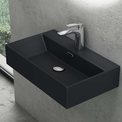 DOPORRO - Brüssel206 - Negro mate - Cerámica - Lavabo de baño DOPORRO - Brüssel206 - Negro mate - Cerámica - Lavabo de baño
