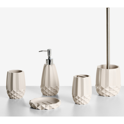 BELIANI Conjunto De 5 Accesorios De Baño Jabonera Dispensador De Jabón Escobilla De Inodoro Vaso Soporte Para Cepillos De Dientes Beige Samiria BELIANI Conjunto De 5 Accesorios De Baño Jabonera Dispensador De Jabón Escobilla De Inodoro Vaso Soporte Para Cepillos De Dientes Beige Samiria