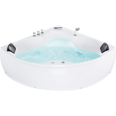 Beliani - Bañera Esquinera De Acrílico Blanco 205 X 163 Cm 2 Plazas Con Chorros De Masaje Y Reposacabezas Senado Beliani - Bañera Esquinera De Acrílico Blanco 205 X 163 Cm 2 Plazas Con Chorros De Masaje Y Reposacabezas Senado