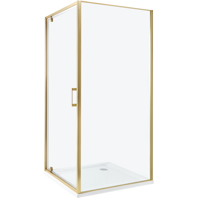 Beliani - Cabina De Ducha Cuadrada De Vidrio Templado Una Puerta Dorado 90 X 90 X 185 Cm Darli Beliani - Cabina De Ducha Cuadrada De Vidrio Templado Una Puerta Dorado 90 X 90 X 185 Cm Darli