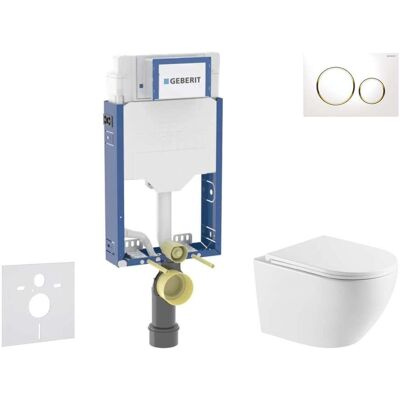 Geberit Kombifix - Conjunto De Instalación Empotrada, Inodoro Oudee Y Asiento Softclose, Pulsador Sigma20, Blanco/dorado Sani15ca3155 Geberit Kombifix - Conjunto De Instalación Empotrada, Inodoro Oudee Y Asiento Softclose, Pulsador Sigma20, Blanco/dorado Sani15ca3155