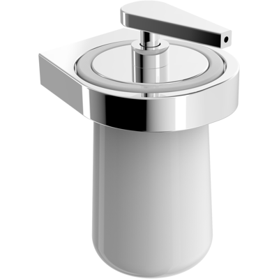 Dispensador de jabón cerámico de pared Bernstein con soporte de latón - Serie ES Dispensador de jabón cerámico de pared Bernstein con soporte de latón - Serie ES