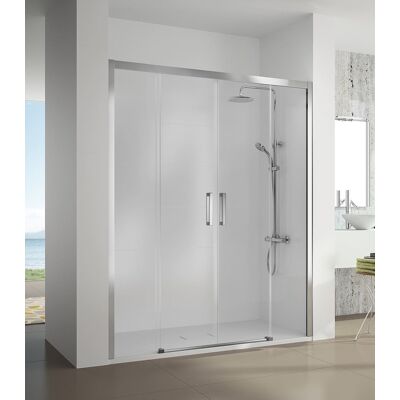 Kassandra Cu100 S400 Mampara Frontal De Ducha 2 Fijos 2 Puertas Correderas Plata Transparente - Medida: 180-186 Cms - Ref: Cu1001616s195180 Kassandra Cu100 S400 Mampara Frontal De Ducha 2 Fijos 2 Puertas Correderas Plata Transparente - Medida: 180-186 Cms - Ref: Cu1001616s195180