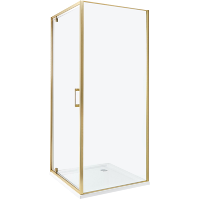 Beliani - Cabina De Ducha Cuadrada De Vidrio Templado Una Puerta Dorado 80 X 80 X 185 Cm Darli Beliani - Cabina De Ducha Cuadrada De Vidrio Templado Una Puerta Dorado 80 X 80 X 185 Cm Darli