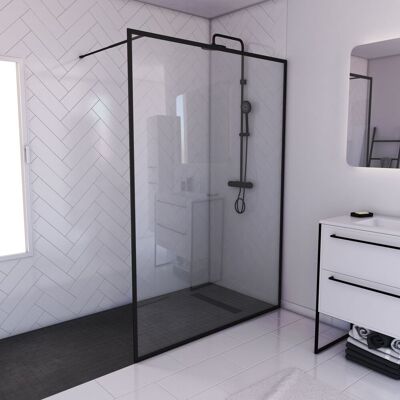 Aurlane Modelo FAC217 - Pared de ducha de vidrio negro mate Aurlane Modelo FAC217 - Pared de ducha de vidrio negro mate