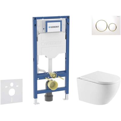 Geberit Duofix - Conjunto De Instalación Empotrada, Inodoro Oudee Y Asiento Softclose, Pulsador Sigma20, Blanco/dorado Sani11ca31121 Geberit Duofix - Conjunto De Instalación Empotrada, Inodoro Oudee Y Asiento Softclose, Pulsador Sigma20, Blanco/dorado Sani11ca31121