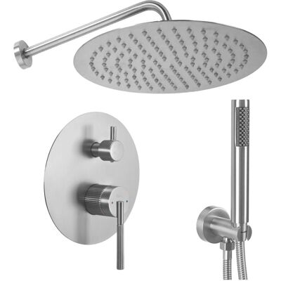 Rea Conjunto De Ducha Empotrado Argon + Box Brush Nickel 25x25x100cm Rea Conjunto De Ducha Empotrado Argon + Box Brush Nickel 25x25x100cm