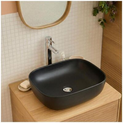 Lavabo ovalado de cerámica - 48x37cm - Negro Lavabo ovalado de cerámica - 48x37cm - Negro