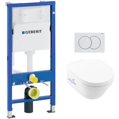 Geberit Pack Inodoro Cisterna Up100 + Inodoro Architectura Sin Bridas, Fijaciones Invisibles + Tapa + Pulsador Blanco Geberit Pack Inodoro Cisterna Up100 + Inodoro Architectura Sin Bridas, Fijaciones Invisibles + Tapa + Pulsador Blanco