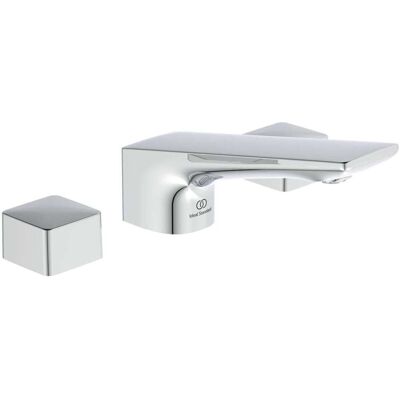 Ideal Conca Mezclador De Lavabo De 3 Orificios Con Desagüe Automático De Metal, Cromado Ideal Conca Mezclador De Lavabo De 3 Orificios Con Desagüe Automático De Metal, Cromado