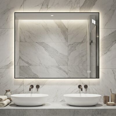 JHY DESIGN Espejo De Baño Led De 70 X 90 Cm Con Marco De Aluminio, Retroiluminado, Antivaho, 3 Colores De Iluminación, Intensidad Regulable Continuamente, Función De Memoria, Espejo Plateado Sin Cobre De 5 Mm. JHY DESIGN Espejo De Baño Led De 70 X 90 Cm Con Marco De Aluminio, Retroiluminado, Antivaho, 3 Colores De Iluminación, Intensidad Regulable Continuamente, Función De Memoria, Espejo Plateado Sin Cobre De 5 Mm.