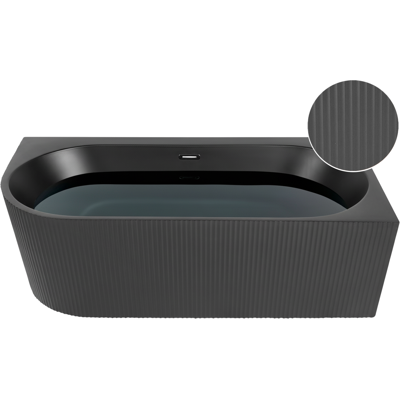 BELIANI Bañera Esquinera De Acrílico Negro Izquierda 161 Cm X 80 Cm Acabado Estriado Rectangular Gocta BELIANI Bañera Esquinera De Acrílico Negro Izquierda 161 Cm X 80 Cm Acabado Estriado Rectangular Gocta
