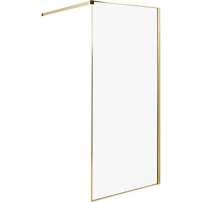 Beliani - Mampara De Ducha Baño De Vidrio Templado Sin Puerta Dorado 90 X 190 Cm Waspam Beliani - Mampara De Ducha Baño De Vidrio Templado Sin Puerta Dorado 90 X 190 Cm Waspam