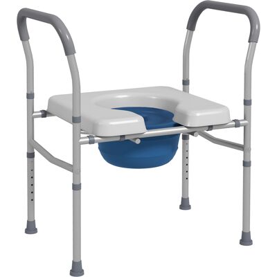 JHY DESIGN Asiento De Inodoro 4 En 1 Regulable En Altura Para Personas Mayores Y Discapacitadas, Con Reposabrazos Acolchados, Color Gris. JHY DESIGN Asiento De Inodoro 4 En 1 Regulable En Altura Para Personas Mayores Y Discapacitadas, Con Reposabrazos Acolchados, Color Gris.