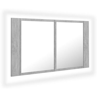 vidaXL Armario Espejo de Baño LED Gris Hormigón - Armario Espejo de Baño vidaXL Armario Espejo de Baño LED Gris Hormigón - Armario Espejo de Baño