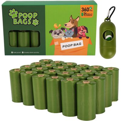 JALLERIA Bolsas Para Excrementos De Perro, 360 Piezas, Negras, 31 X 23 Cm, De Polietileno, Portátiles (24 Rollos, 15 Por Rollo) JALLERIA Bolsas Para Excrementos De Perro, 360 Piezas, Negras, 31 X 23 Cm, De Polietileno, Portátiles (24 Rollos, 15 Por Rollo)