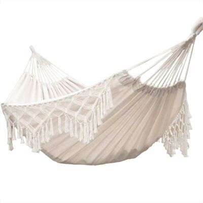 ZOLGINAH Hamaca De Jardín De Algodón Suave Con Mochila, Ideal Para Jardín, Porche, Viajes, Camping - Hamaca Doble De Algodón Blanco, Carga 204 Kg ZOLGINAH Hamaca De Jardín De Algodón Suave Con Mochila, Ideal Para Jardín, Porche, Viajes, Camping - Hamaca Doble De Algodón Blanco, Carga 204 Kg