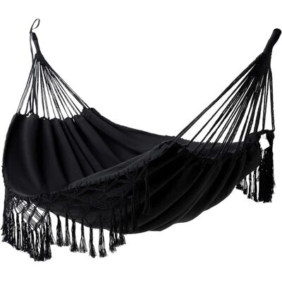 ZOLGINAH Hamaca De Jardín De Algodón Suave Con Mochila, Perfecta Para Jardín, Porche, Viajes, Camping, Color Negro ZOLGINAH Hamaca De Jardín De Algodón Suave Con Mochila, Perfecta Para Jardín, Porche, Viajes, Camping, Color Negro