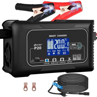 OEM Compatible Con Aiperq – Cargador De Baterías De 20 A Y 12 V/24 V – Pantalla Lcd – Carga Automática De 7 Etapas – Compatible Con Baterías De Litio Y Plomo-ácido – Baterías De Fosfato De Hierro Y Litio OEM Compatible Con Aiperq – Cargador De Baterías De 20 A Y 12 V/24 V – Pantalla Lcd – Carga Automática De 7 Etapas – Compatible Con Baterías De Litio Y Plomo-ácido – Baterías De Fosfato De Hierro Y Litio