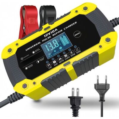 ULISEM Cargador De Pulsos Amarillo De 12 V 10 A, Cargador De Baterías De Fosfato De Hierro Y Litio De 12 V 15 A / 24 V 8 A, 14,6 V 15 A Para Motocicletas Y Automóviles, Compatible Con Baterías De Plomo-ácido ULISEM Cargador De Pulsos Amarillo De 12 V 10 A, Cargador De Baterías De Fosfato De Hierro Y Litio De 12 V 15 A / 24 V 8 A, 14,6 V 15 A Para Motocicletas Y Automóviles, Compatible Con Baterías De Plomo-ácido