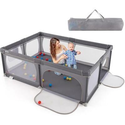 Costway - Parque Infantil Bebe, Corralito Para Bebés, Valla De Corral Para Niños Con Malla Transpirable, Bolsa De Almacenamiento Portátil Y 50 Bolas Oceánicas, Puerta Con Cremallera, 206×147×68,5 Cm Costway - Parque Infantil Bebe, Corralito Para Bebés, Valla De Corral Para Niños Con Malla Transpirable, Bolsa De Almacenamiento Portátil Y 50 Bolas Oceánicas, Puerta Con Cremallera, 206×147×68,5 Cm