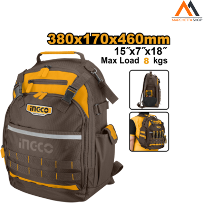 INGCO Mochila Porta Herramientas 38x17x46cm Estructura Rígida INGCO Mochila Porta Herramientas 38x17x46cm Estructura Rígida