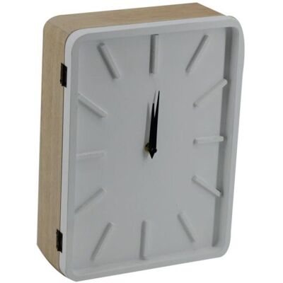 WEBMARKETPOINT Reloj Madera Blanco Con Puerta Rectangular Llavero 8p Cm22x30x8 WEBMARKETPOINT Reloj Madera Blanco Con Puerta Rectangular Llavero 8p Cm22x30x8