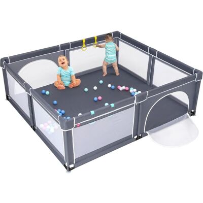 Costway - Parque Extra Para Niños 206 X 185.5 X 68 Cm/centro Actividad Portátil Con Cercas De Seguridad/redes Transpirables Y Ventosas Antideslizantes, 50 Pelotas (gris Oscuro) Costway - Parque Extra Para Niños 206 X 185.5 X 68 Cm/centro Actividad Portátil Con Cercas De Seguridad/redes Transpirables Y Ventosas Antideslizantes, 50 Pelotas (gris Oscuro)