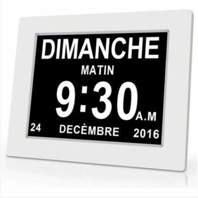 SANS MARQUE Reloj Digital Con Calendario (7") - Visualización De Hora Y Fecha - Reloj Para Padres De Personas Con Alzheimer - Recordatorio De Medicación Para Abuelos Y Niños - Blanco - 8,0 X 5,6 Pulgadas SANS MARQUE Reloj Digital Con Calendario (7") - Visualización De Hora Y Fecha - Reloj Para Padres De Personas Con Alzheimer - Recordatorio De Medicación Para Abuelos Y Niños - Blanco - 8,0 X 5,6 Pulgadas