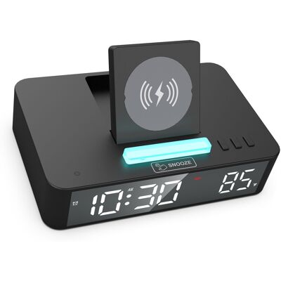 OEM Reloj De Pared Digital Led Multifuncional Con Pantalla De Espejo, Iluminación Ambiental Rgb, Carga Inalámbrica De 10 W, Función De Repetición De Alarma Y Visualización De La Temperatura – Blanco/negro OEM Reloj De Pared Digital Led Multifuncional Con Pantalla De Espejo, Iluminación Ambiental Rgb, Carga Inalámbrica De 10 W, Función De Repetición De Alarma Y Visualización De La Temperatura – Blanco/negro