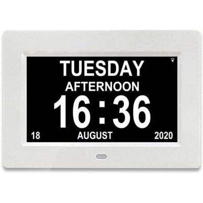 DPZO Reloj Digital Lcd De 7 Pulgadas, Calendario Con Fecha, Reloj Calendario Con Fecha, Día Y Hora, Reloj Para Personas Mayores Con Alzheimer, C'Est Pour Les Parents (blanco) DPZO Reloj Digital Lcd De 7 Pulgadas, Calendario Con Fecha, Reloj Calendario Con Fecha, Día Y Hora, Reloj Para Personas Mayores Con Alzheimer, C'Est Pour Les Parents (blanco)