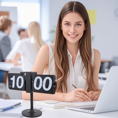 OEM Reloj De Mesa Mecánico Negro, A Pilas, Con Autonomía De 12 Horas, Pantalla Automática Y Soporte Extensible. OEM Reloj De Mesa Mecánico Negro, A Pilas, Con Autonomía De 12 Horas, Pantalla Automática Y Soporte Extensible.