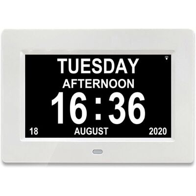 Ymyny - Reloj Digital Lcd De 7 Pulgadas Con Calendario, Fecha Y Hora Para Padres (blanco) Ymyny - Reloj Digital Lcd De 7 Pulgadas Con Calendario, Fecha Y Hora Para Padres (blanco)