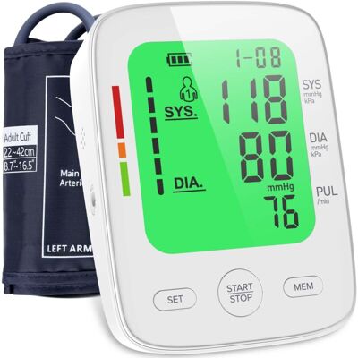 DPZO Monitor De Presión Arterial Para Brazo Con Gran Pantalla Lcd Tricolor, Brazalete Ajustable (22-42 Cm), 2 Ranuras De Memoria Para 99 Lecturas, Monitor De Frecuencia Cardíaca. DPZO Monitor De Presión Arterial Para Brazo Con Gran Pantalla Lcd Tricolor, Brazalete Ajustable (22-42 Cm), 2 Ranuras De Memoria Para 99 Lecturas, Monitor De Frecuencia Cardíaca.