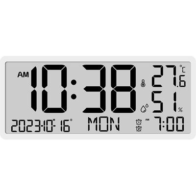OEM Reloj De Pared Digital Blanco Que Muestra La Hora, La Fecha, La Temperatura Interior Y La Humedad. OEM Reloj De Pared Digital Blanco Que Muestra La Hora, La Fecha, La Temperatura Interior Y La Humedad.