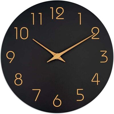 DPZO Reloj Murale Noire 14" Silencieuse Sans Tic Tac Chiffres Or Rose Déco Minimaliste Chambre Salon Cuisine DPZO Reloj Murale Noire 14" Silencieuse Sans Tic Tac Chiffres Or Rose Déco Minimaliste Chambre Salon Cuisine