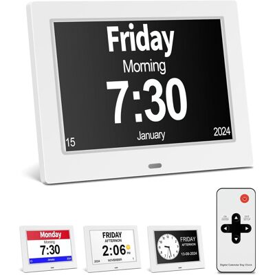 DPZO - Reloj digital de 8 pulgadas - Atenuación automática - 12/24h Reloj digital DPZO - Reloj digital de 8 pulgadas - Atenuación automática - 12/24h Reloj digital