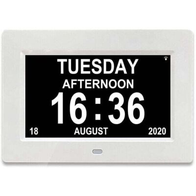 KZQ Reloj Digital Lcd De 7 Pulgadas Con Calendario, Fecha Y Hora Para Padres (blanco) KZQ Reloj Digital Lcd De 7 Pulgadas Con Calendario, Fecha Y Hora Para Padres (blanco)