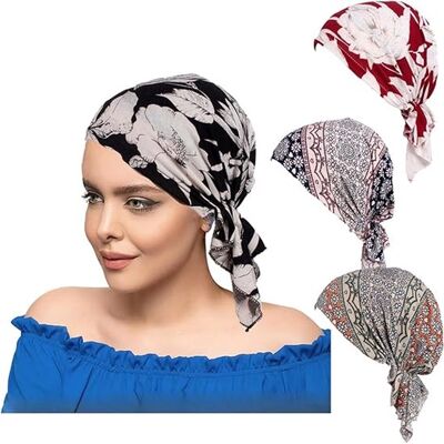 OEM Conjunto De Pañuelo Para La Cabeza De 4 Piezas Para Mujer (pañuelo/gorro/diadema Preanudados) - Conjunto 1 OEM Conjunto De Pañuelo Para La Cabeza De 4 Piezas Para Mujer (pañuelo/gorro/diadema Preanudados) - Conjunto 1