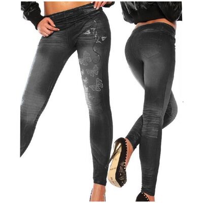 TRADE SHOP TRAESIO Trade Shop - Leggings Jeggings Estiramiento Mujer Skinny Faux Demin Lápiz Jeans Pantalones Ajustados - Negro TRADE SHOP TRAESIO Trade Shop - Leggings Jeggings Estiramiento Mujer Skinny Faux Demin Lápiz Jeans Pantalones Ajustados - Negro