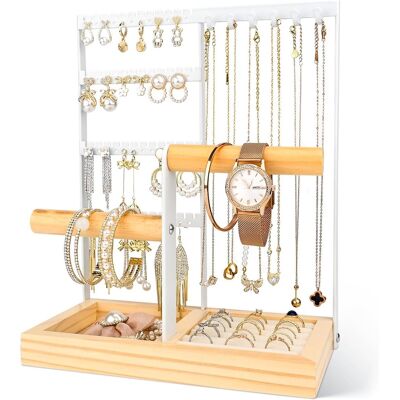 OEM Soporte Para Joyas, Organizador De Joyas De 4 Niveles Para Mujer, Soporte Para Collares Con Estante Para Pendientes Y Aretes, Para Collares, Anillos, Pulseras Y Relojes (blanco) OEM Soporte Para Joyas, Organizador De Joyas De 4 Niveles Para Mujer, Soporte Para Collares Con Estante Para Pendientes Y Aretes, Para Collares, Anillos, Pulseras Y Relojes (blanco)