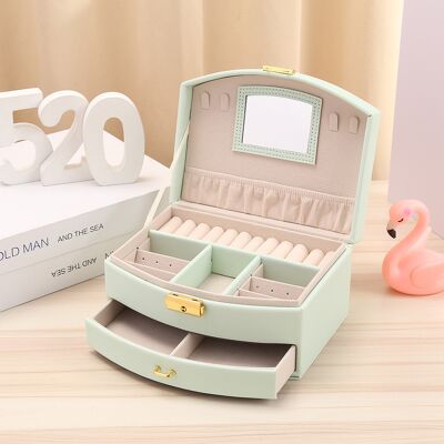OEM Joyero Para Mujer Con Espejo, Joyero De 2 Niveles, Pequeño Organizador De Joyas De Viaje Para Niñas, Anillos, Pendientes, Collares, Pulseras, Verde OEM Joyero Para Mujer Con Espejo, Joyero De 2 Niveles, Pequeño Organizador De Joyas De Viaje Para Niñas, Anillos, Pendientes, Collares, Pulseras, Verde