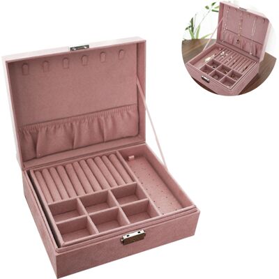 OEM Organizador De Joyero Para Mujer, Expositor Grande Con Cerradura De 2 Capas, Soporte De Joyería Para Colgante, Anillo, Collar OEM Organizador De Joyero Para Mujer, Expositor Grande Con Cerradura De 2 Capas, Soporte De Joyería Para Colgante, Anillo, Collar