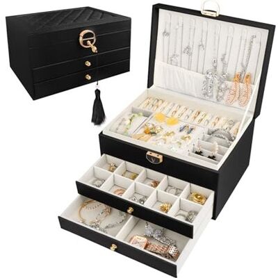OEM Caja De Joyas, Organizador De Joyas De 3 Niveles Caja De Joyas Para Niña, Caja De Joyas Para Mujer Caja De Almacenamiento De Joyas Para Pendientes, Collares, Anillos, OEM Caja De Joyas, Organizador De Joyas De 3 Niveles Caja De Joyas Para Niña, Caja De Joyas Para Mujer Caja De Almacenamiento De Joyas Para Pendientes, Collares, Anillos,