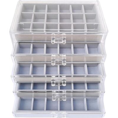 OEM Caja De Joyería, Almacenamiento De Joyas, Almacenamiento De Pendientes, 5 Niveles Y 90 Compartimentos Pequeños, Apilable, Terciopelo + Acrílico, Cajas Para Anillos Y Almacenamiento OEM Caja De Joyería, Almacenamiento De Joyas, Almacenamiento De Pendientes, 5 Niveles Y 90 Compartimentos Pequeños, Apilable, Terciopelo + Acrílico, Cajas Para Anillos Y Almacenamiento